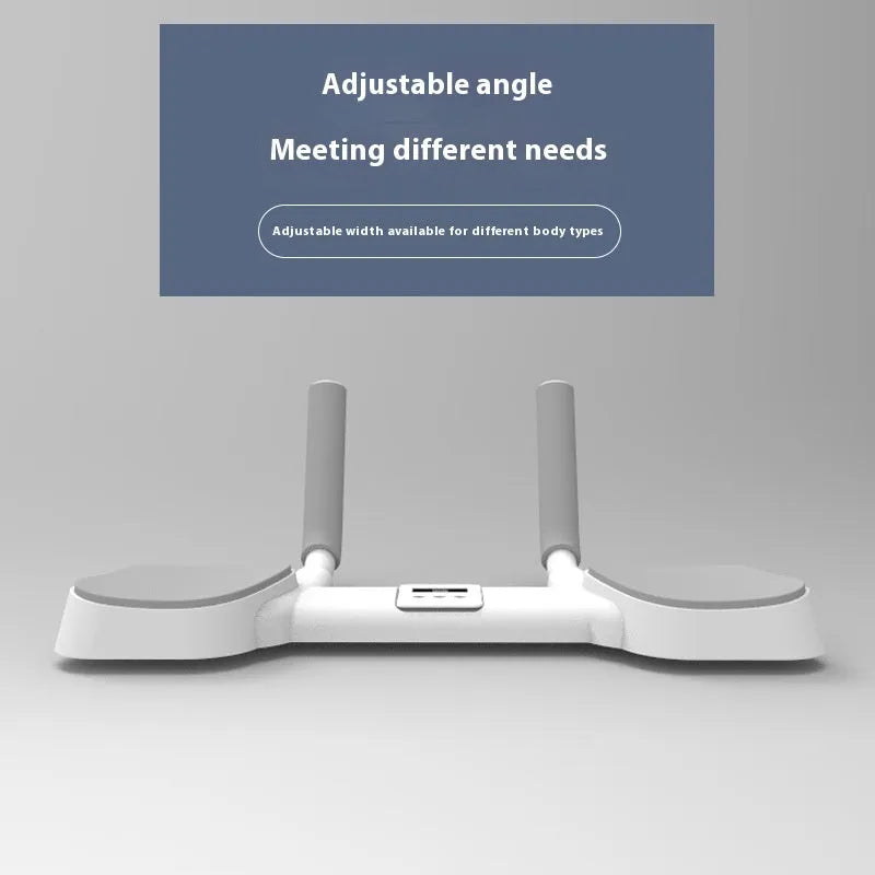 White flat support trainer with alloy aluminium tube frame and ABS plastic components on household surface