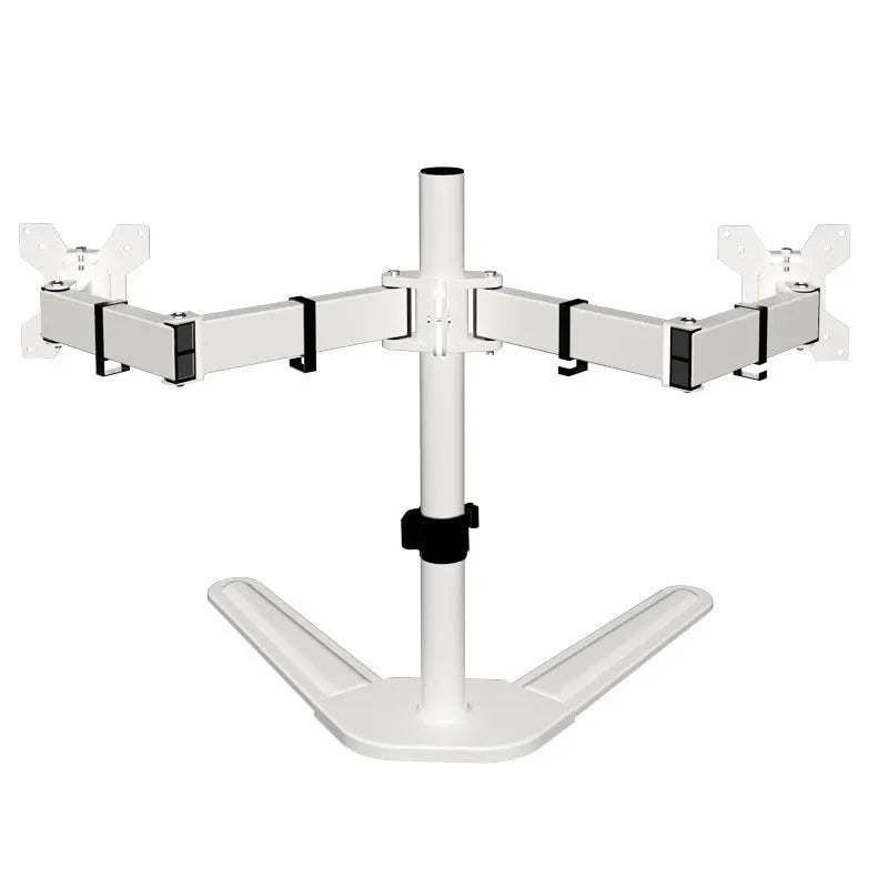 Dual-screen cold rolled steel monitor riser base bracket with lifting type mechanism in black