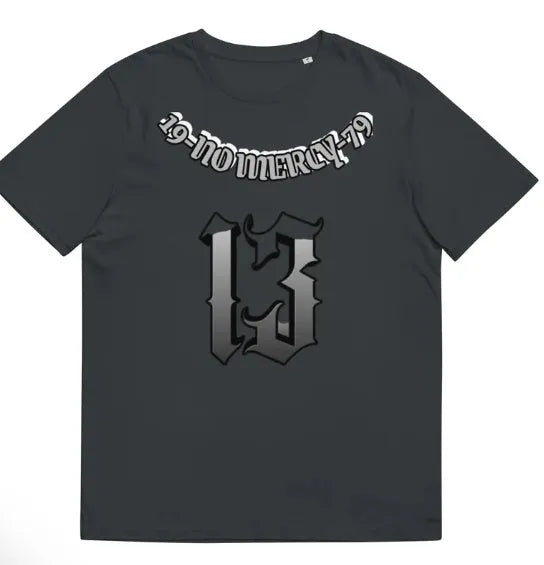 Men's black casual T-shirt with a 3D digital print design on the front.