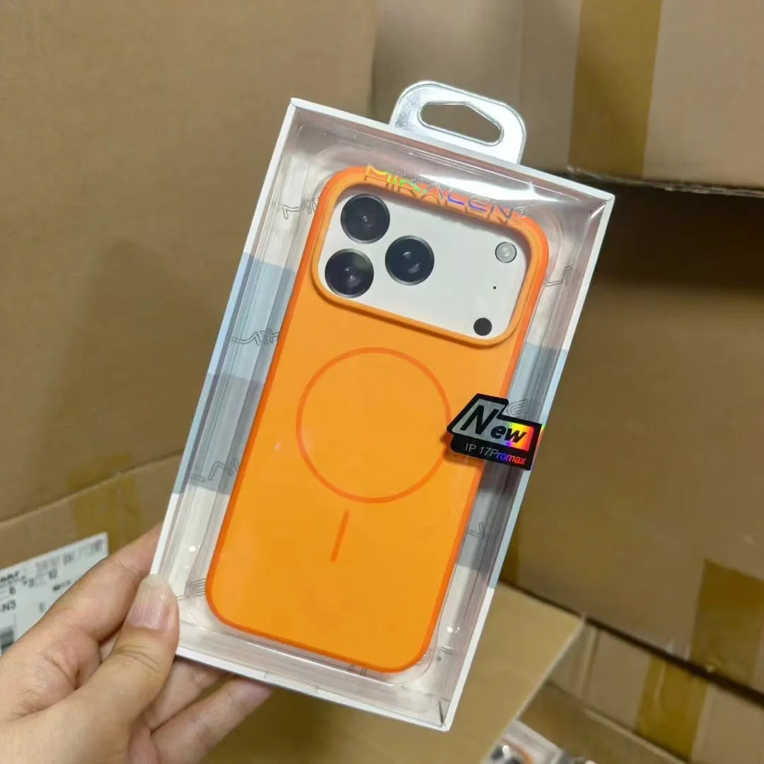 Two-tone magnetic suction AI photo button phone case for iPhone 16 and 17 series in several colour options