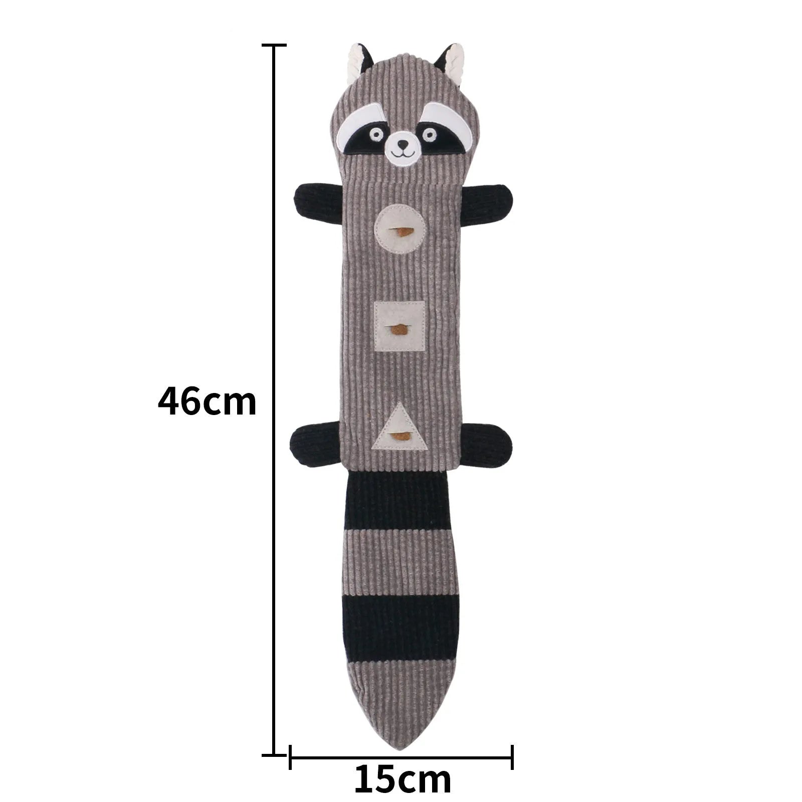 Plush animal-shaped dog toy, Fox design, 47cm long with squeaker and treat-dispensing pockets