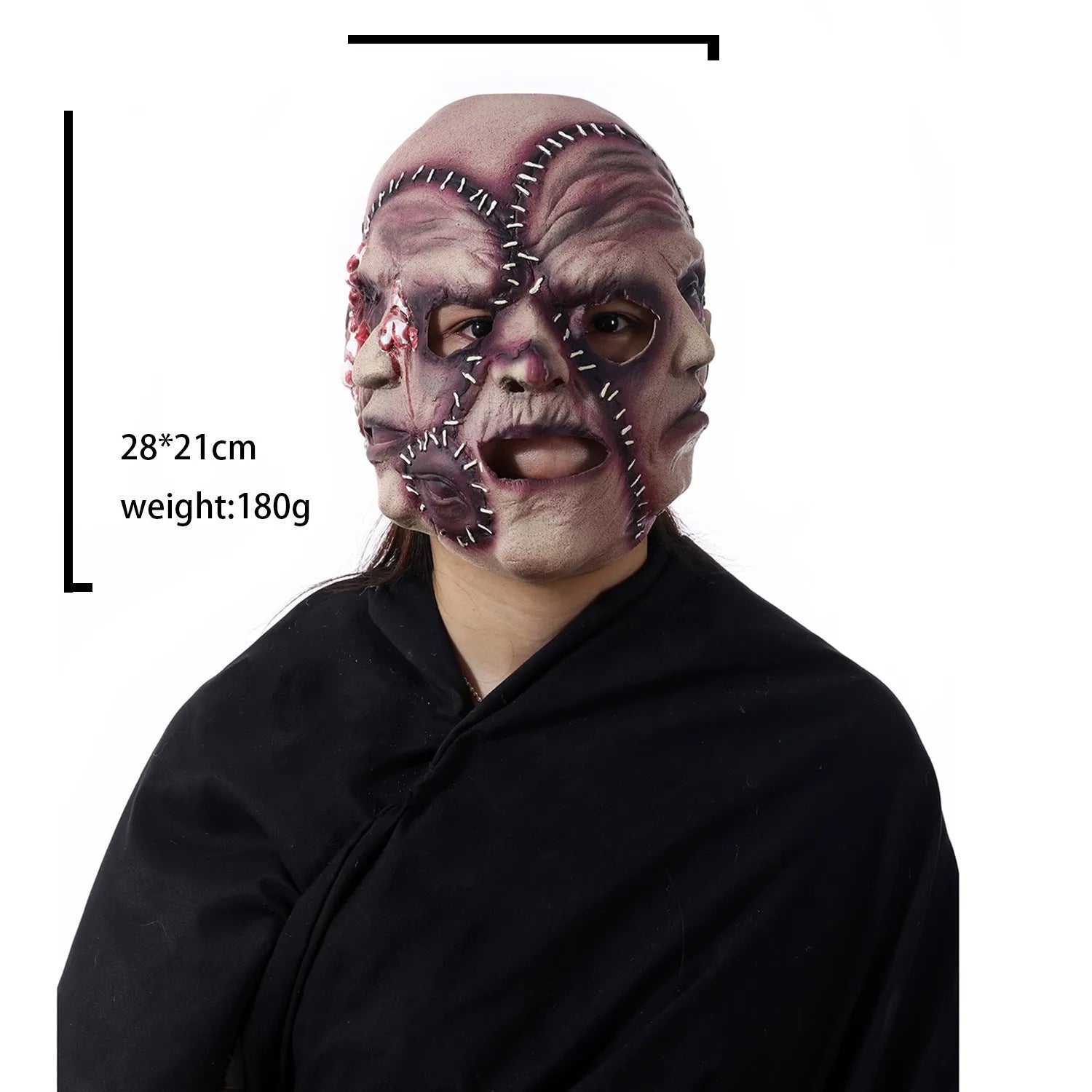 Three-sided Grimace horror mask in latex plastic for Halloween cosplay and parties