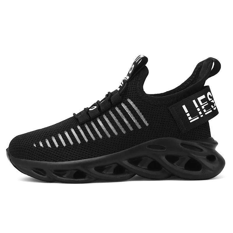 Kids street sneakers with Velcro strap and fabric upper in black, khaki, or white colour options