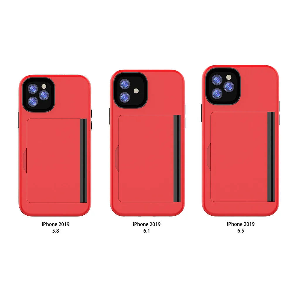 Simple solid-colour iPhone 11 case in black, red, pink, blue, dark blue, and purple options.