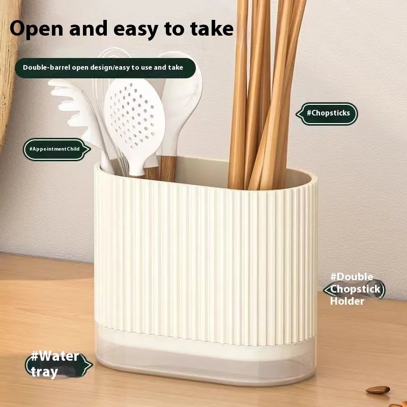 Modern plastic chopstick holder with cross-border drain design mounted on kitchen wall