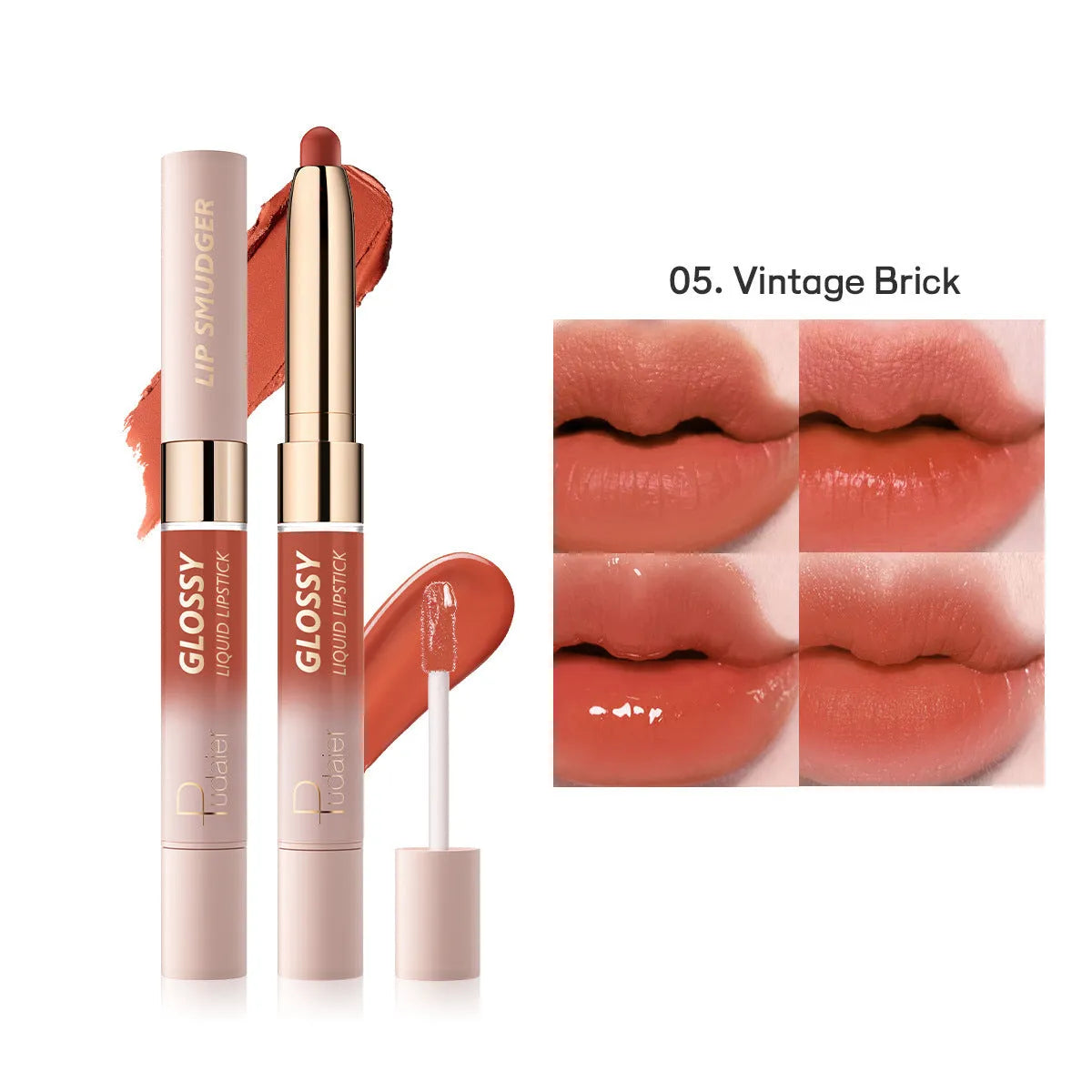 Double-headed lipstick with 10 colour options in matte finish