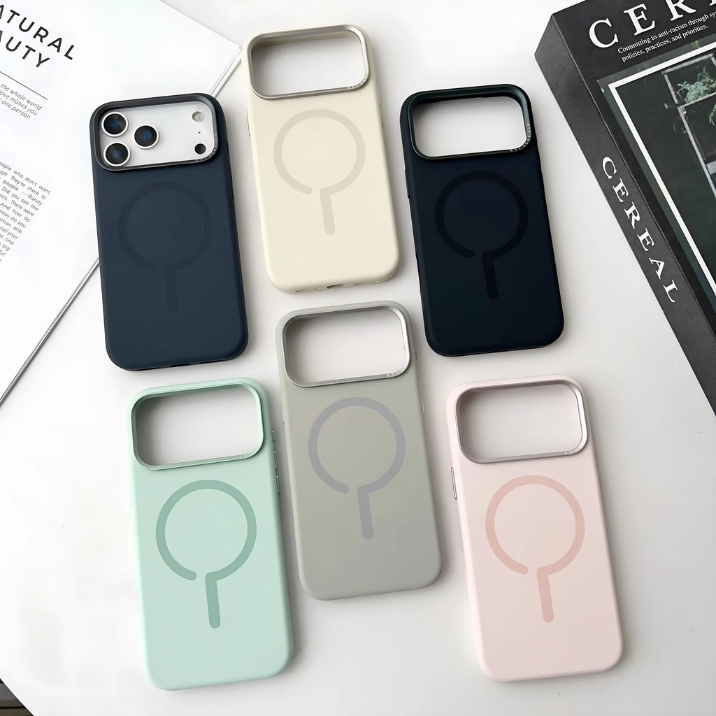 Ultra-thin hard shell phone case for iPhone 17 series with magnetic attraction, available in six colours