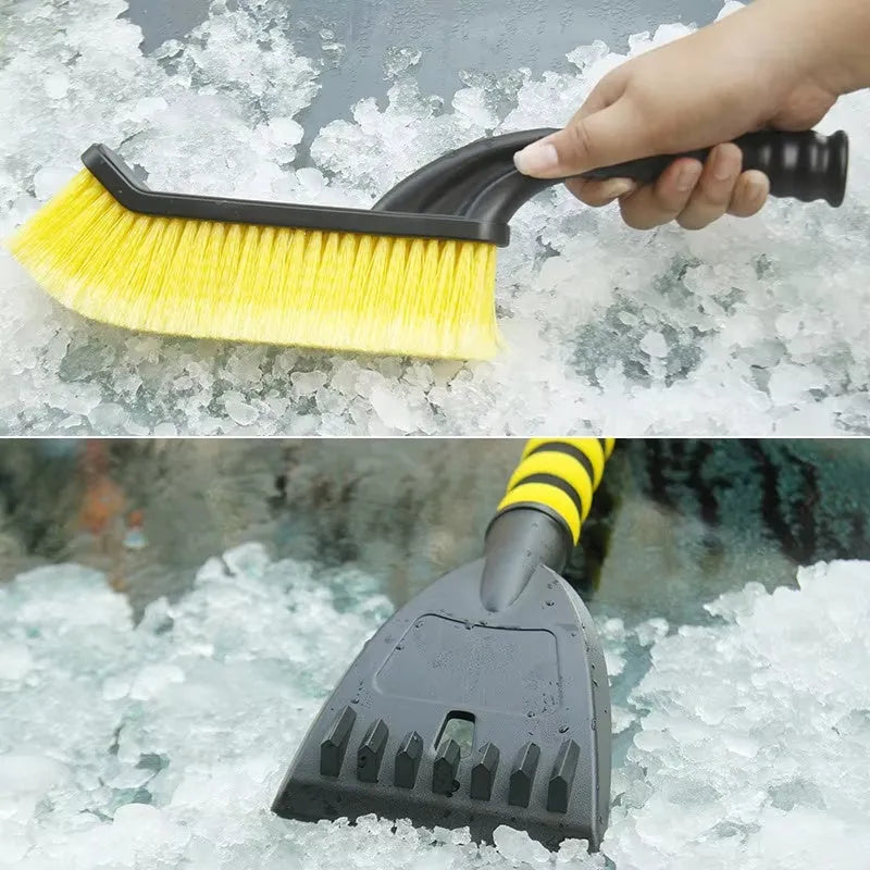 2 in 1 detachable snow brush ice scraper with red foam grip for car windshield