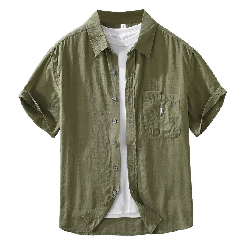 Women's loose lyocell cardigan top in black, green or purple with short sleeves
