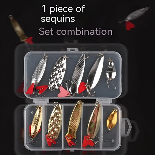 Pineapple-shaped fishing lure with gold and silver metal sequins in three package size options