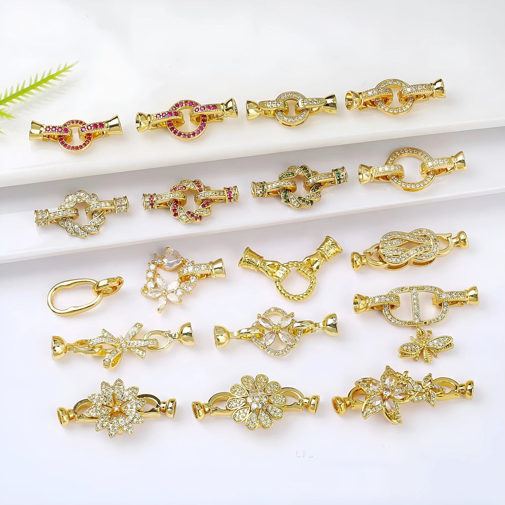 Small gold-plated chain buckle for DIY pearl necklace jewellery making