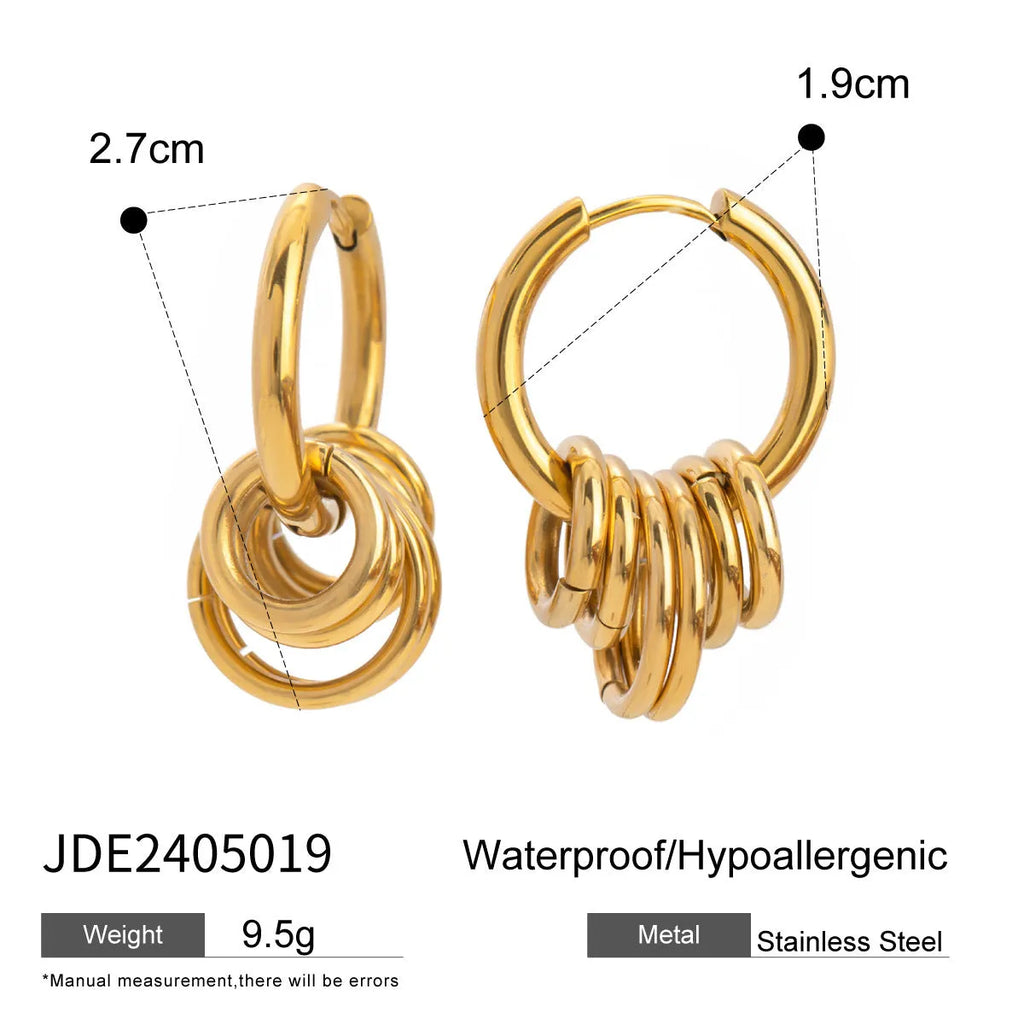 A pair of stainless steel ins style earrings with an electroplated colour finish.