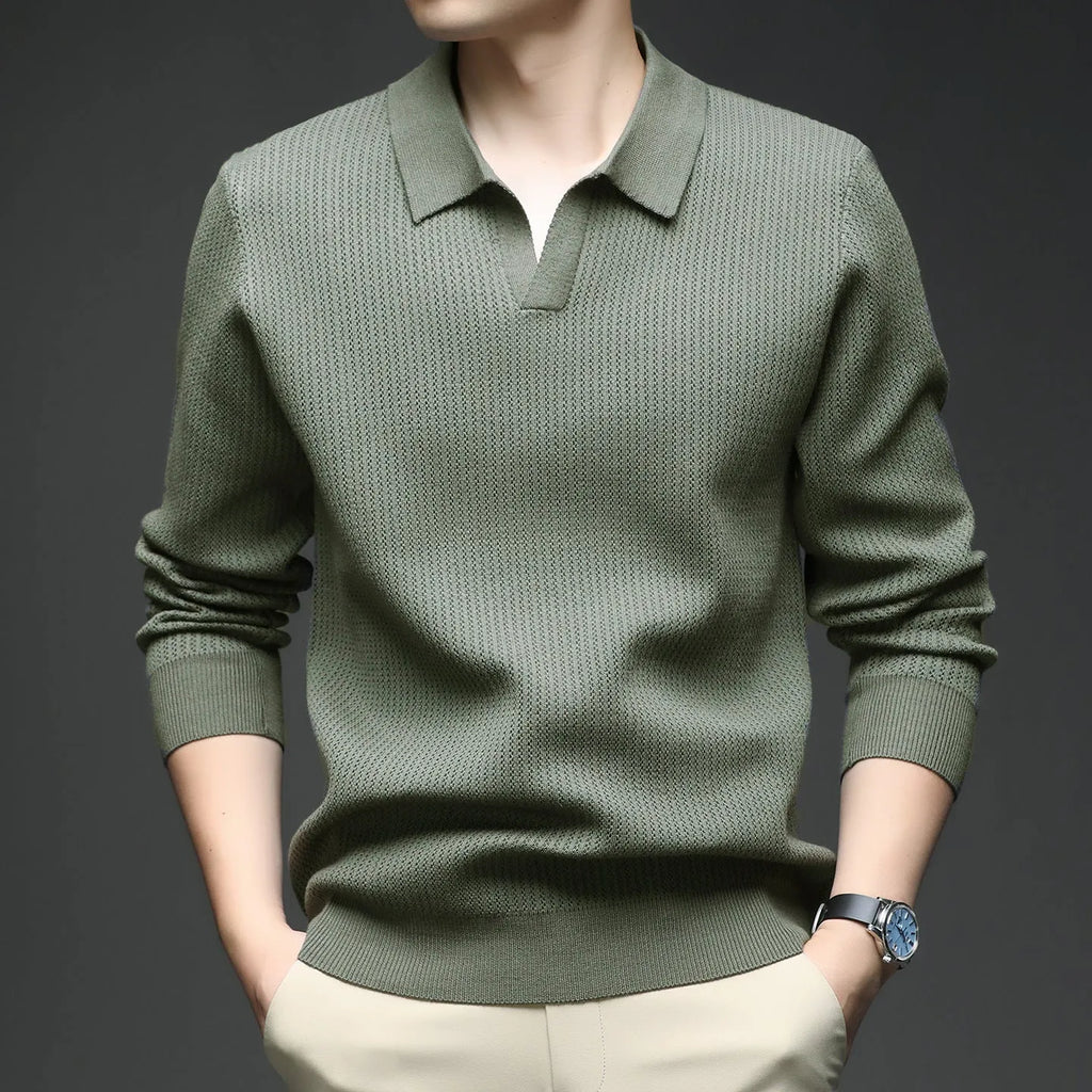 Men's loose fit casual pullover sweater in green colour for autumn winter wear