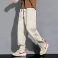 Men's loose fit ankle-tied cotton blend sports sweatpants in autumn colours