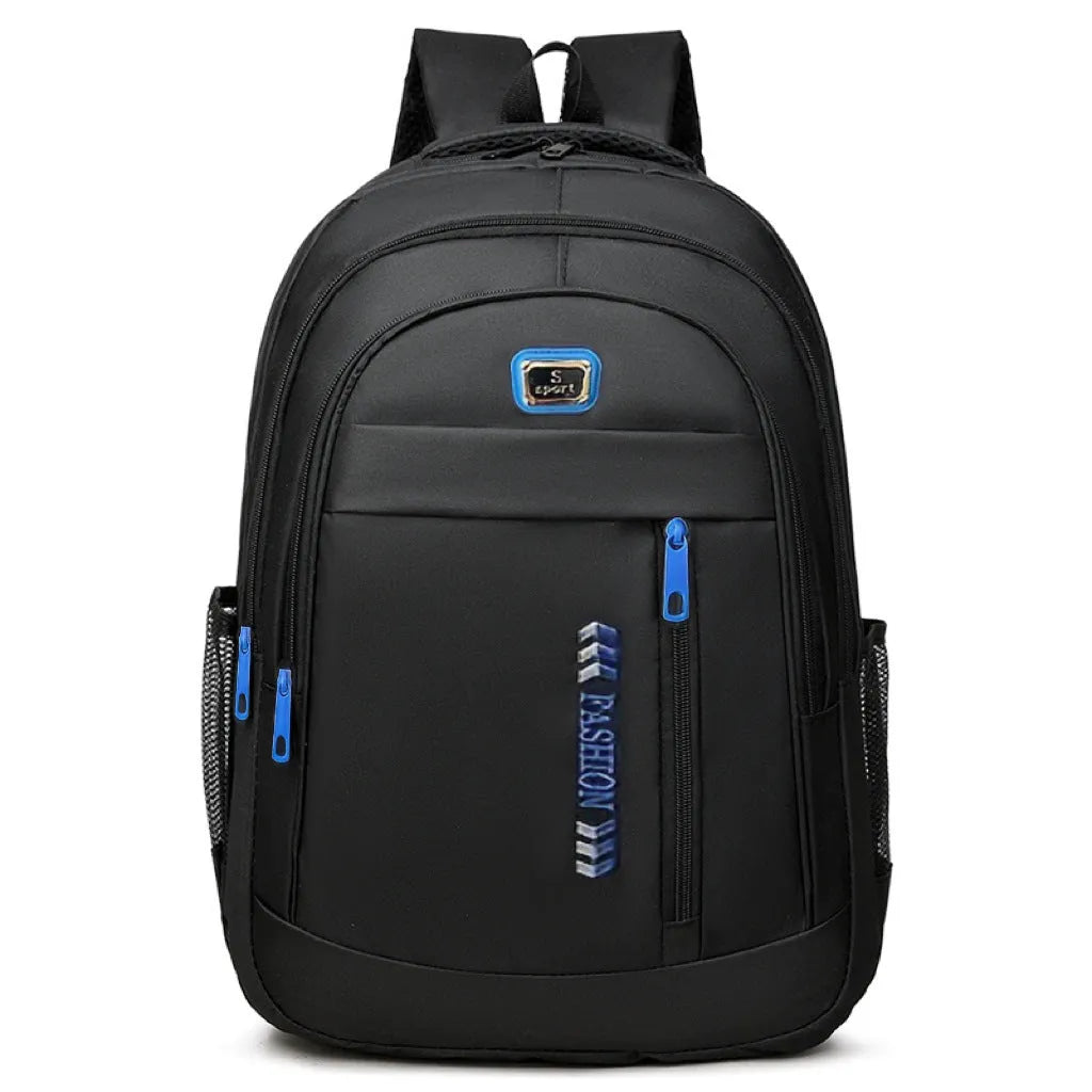 Oxford cloth capacity backpack with airpillow straps showing sewing line detailing in business travel setting