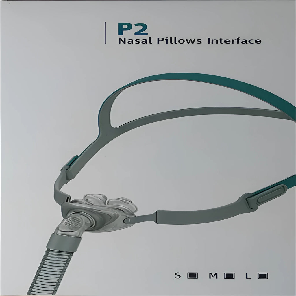 CPAP nasal pillow mask accessories kit showing silicone nose pad, cushion, and thickened headband.