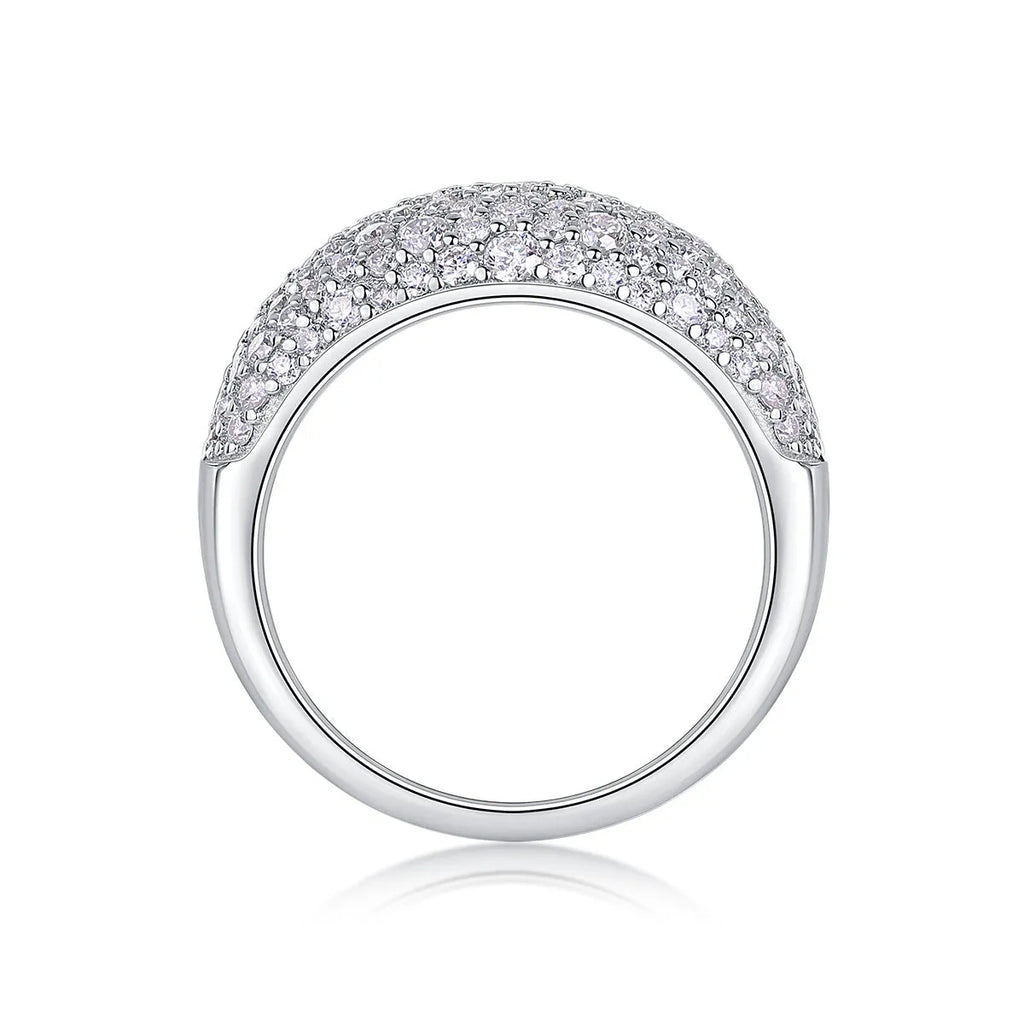 Moonlit Night Stars moissanite wedding ring set in platinum-plated S925 silver, gift boxed