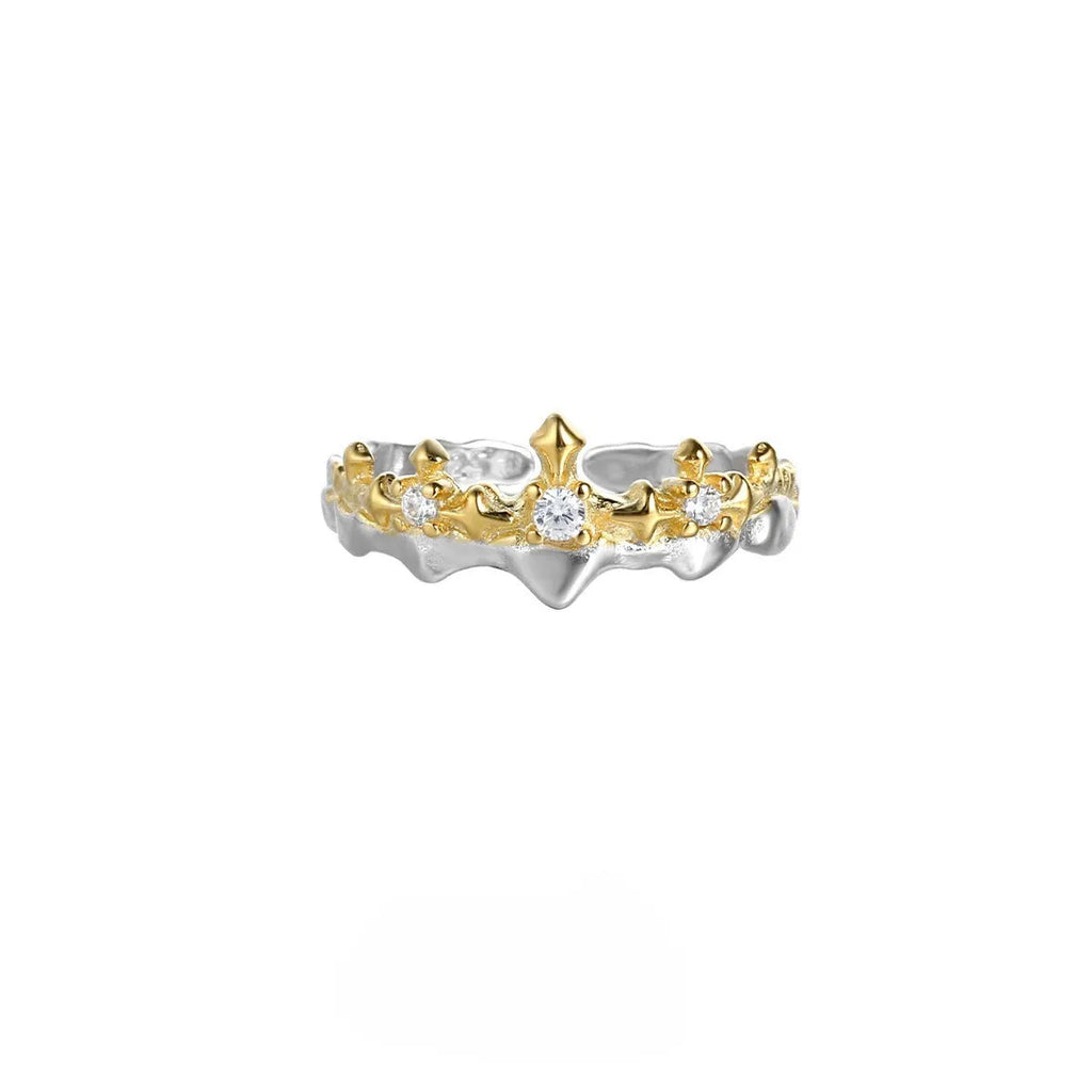 Princess Knight adjustable opening couple ring in electroplated silver with minority-inspired design