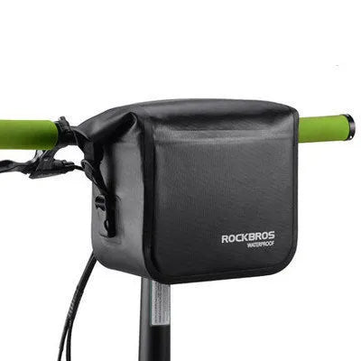 Black bicycle front bag 22x18x11cm in 840D nylon and waterproof fabric with reflective detail