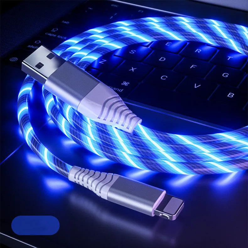 3-in-1 fast charging cable with aluminum alloy joints, luminous finish, USB A to Type C and Micro USB, 1m length