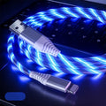 3-in-1 fast charging cable with aluminum alloy joints, luminous finish, USB A to Type C and Micro USB, 1m length