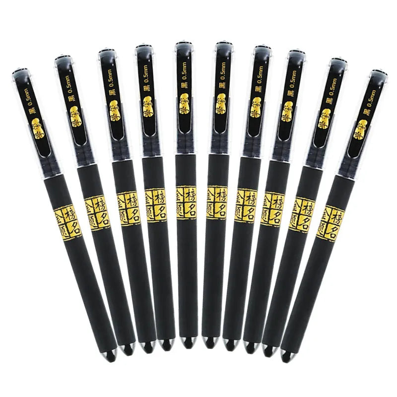 Set of 8 carbon black gel pens for students with needle and bullet tip options
