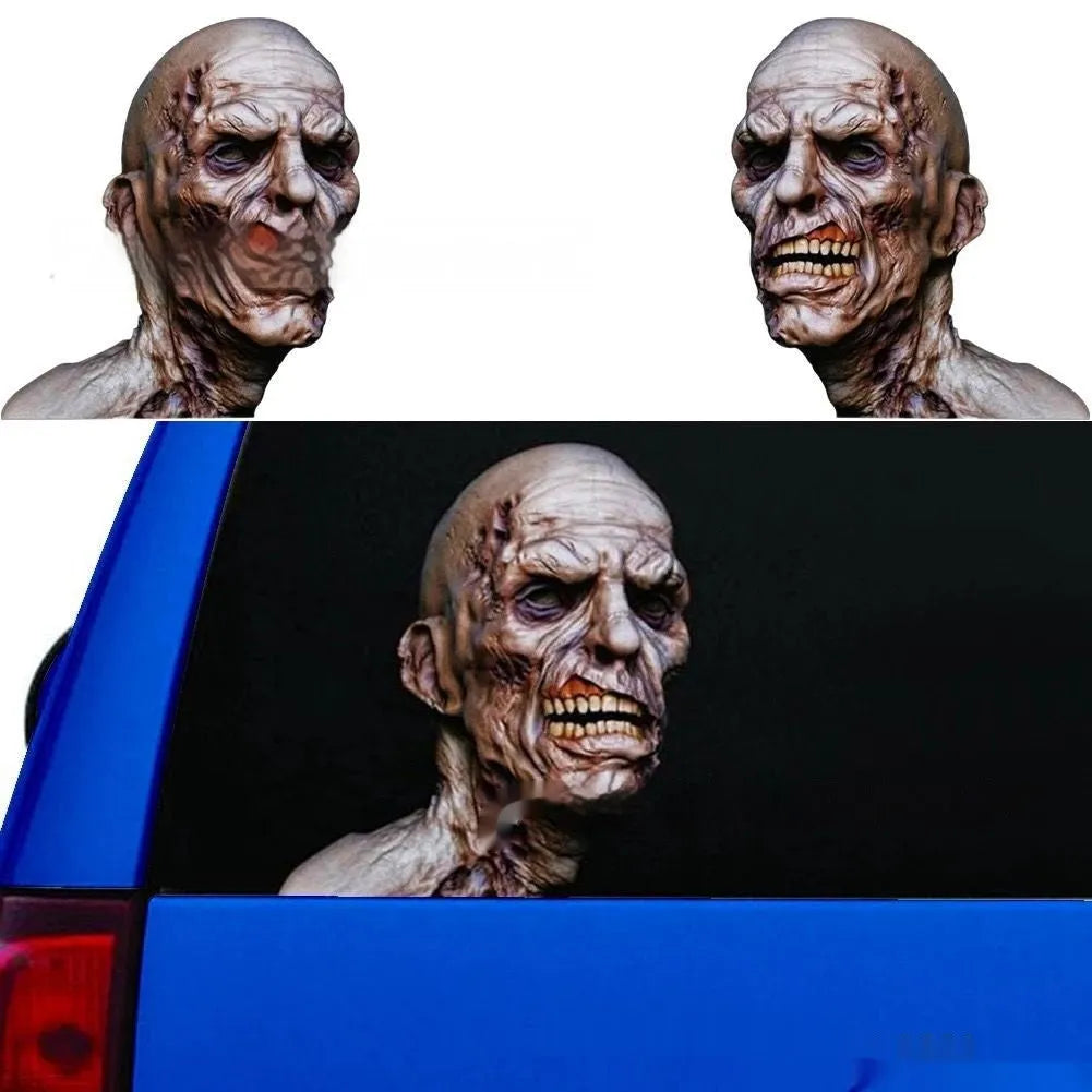 3D zombie horror Avatar car window sticker, PET, 25cm x 23cm, left and right pair option for bumper or glass