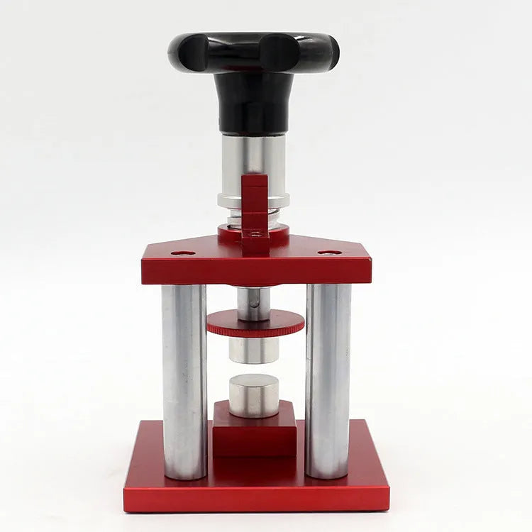 Watch repair spiral cap presser device with a set of 20 plastic moulds for watch backs.