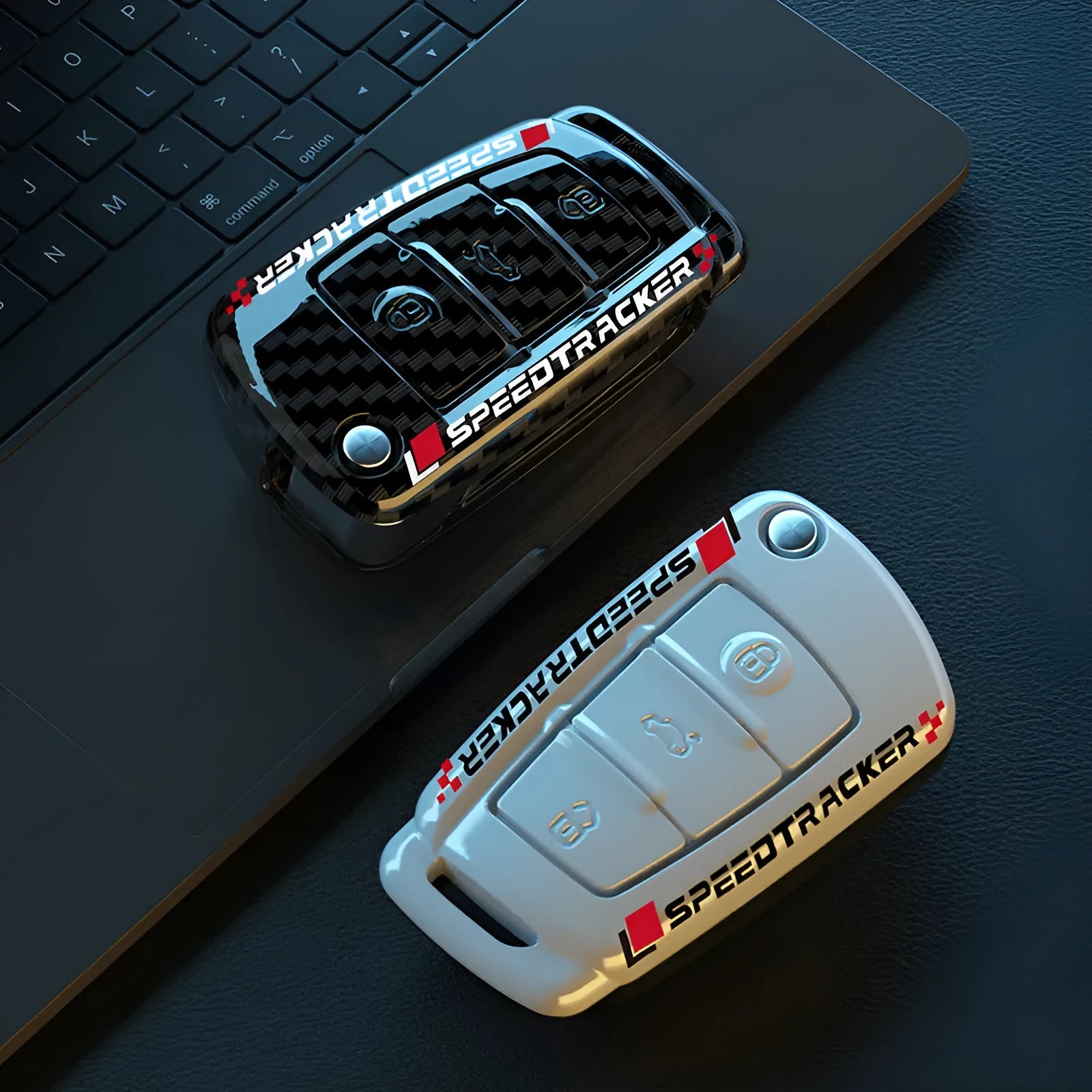 Carbon fibre style car key cover with reflective mirror for Japanese and South Korean automotive keys