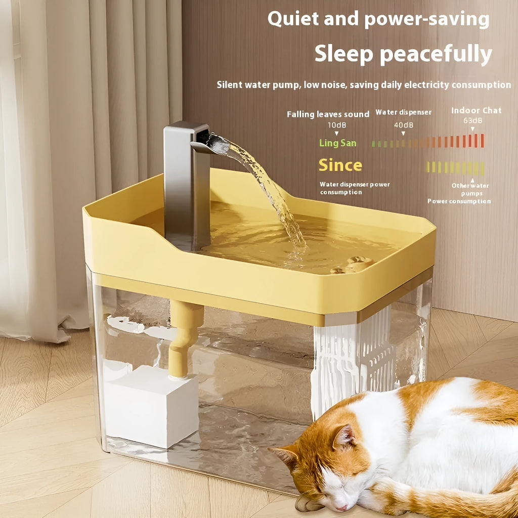 Automatic cat water fountain with transparent plastic reservoir and circulating water system