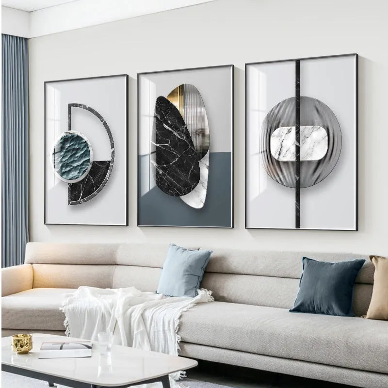 Abstract geometric canvas painting wall art poster in modern design