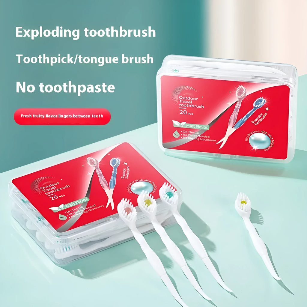 Boxed disposable bead toothbrush with mint peach plum green tea flavour options
