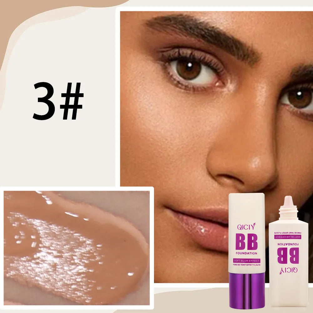 Feeding bottle of BB cream liquid foundation concealer showing brightening repair formula.