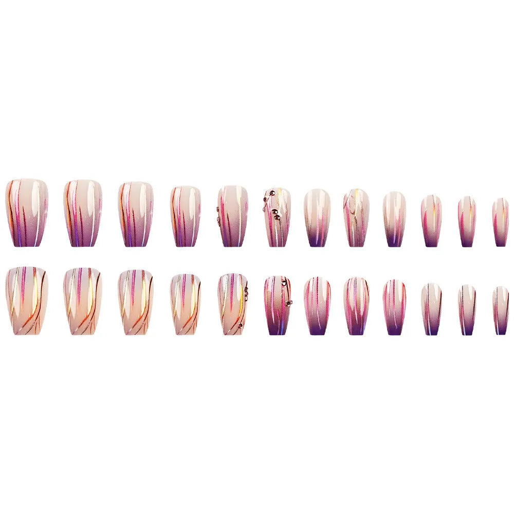 Magic colour asterism nail stickers with jelly gradient finish, 24 designs, short ballet length