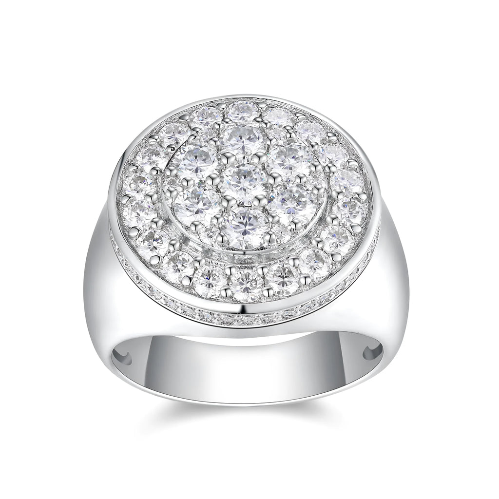Crown Of Kings men's moissanite wedding ring set on S925 silver platinum-plated band in gift box