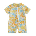 Bowknot girls' one-piece swimsuit in polyester with full cherry flower print for babies