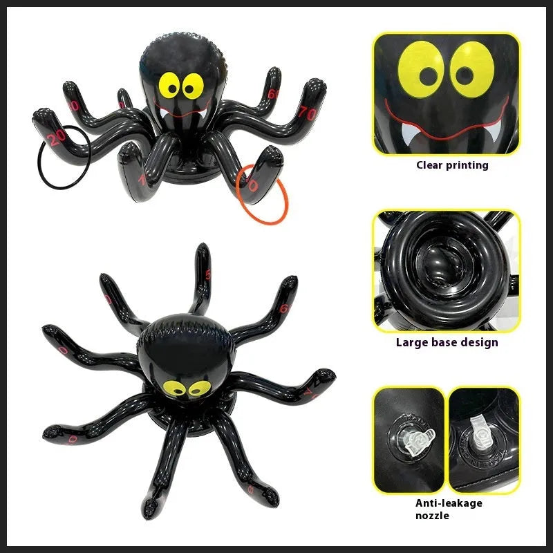 Colourful PVC inflatable ferrule throwing toy in Halloween octopus design for children's games.
