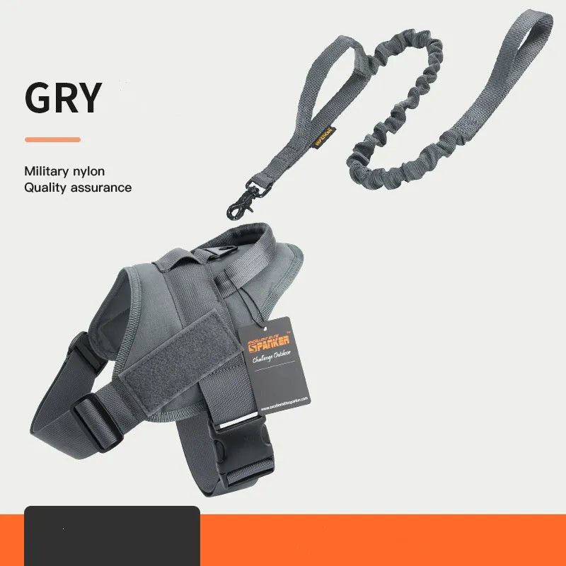 Large and medium dog harness made from 1050D nylon with UTX buckle, adjustable fit, available in Black