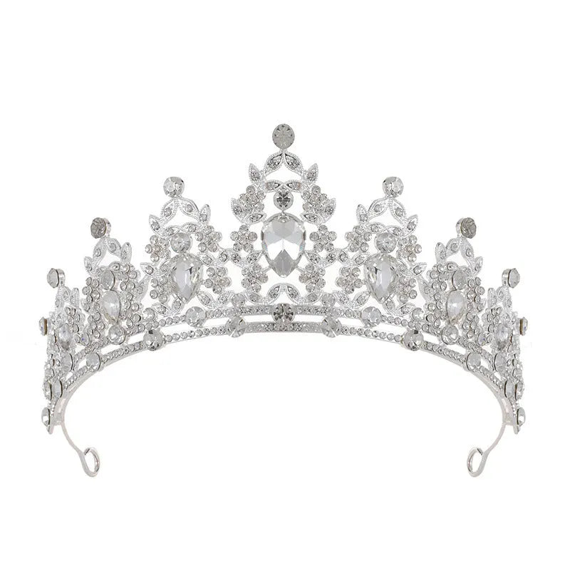 Baroque crown bride headdress with rhinestone detailing on an alloy base in silver and KC gold colour options.