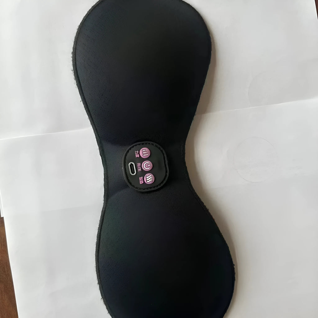 Black electric massage bra inner cushion chest paste with adhesive gel pads and 3-key English control interface