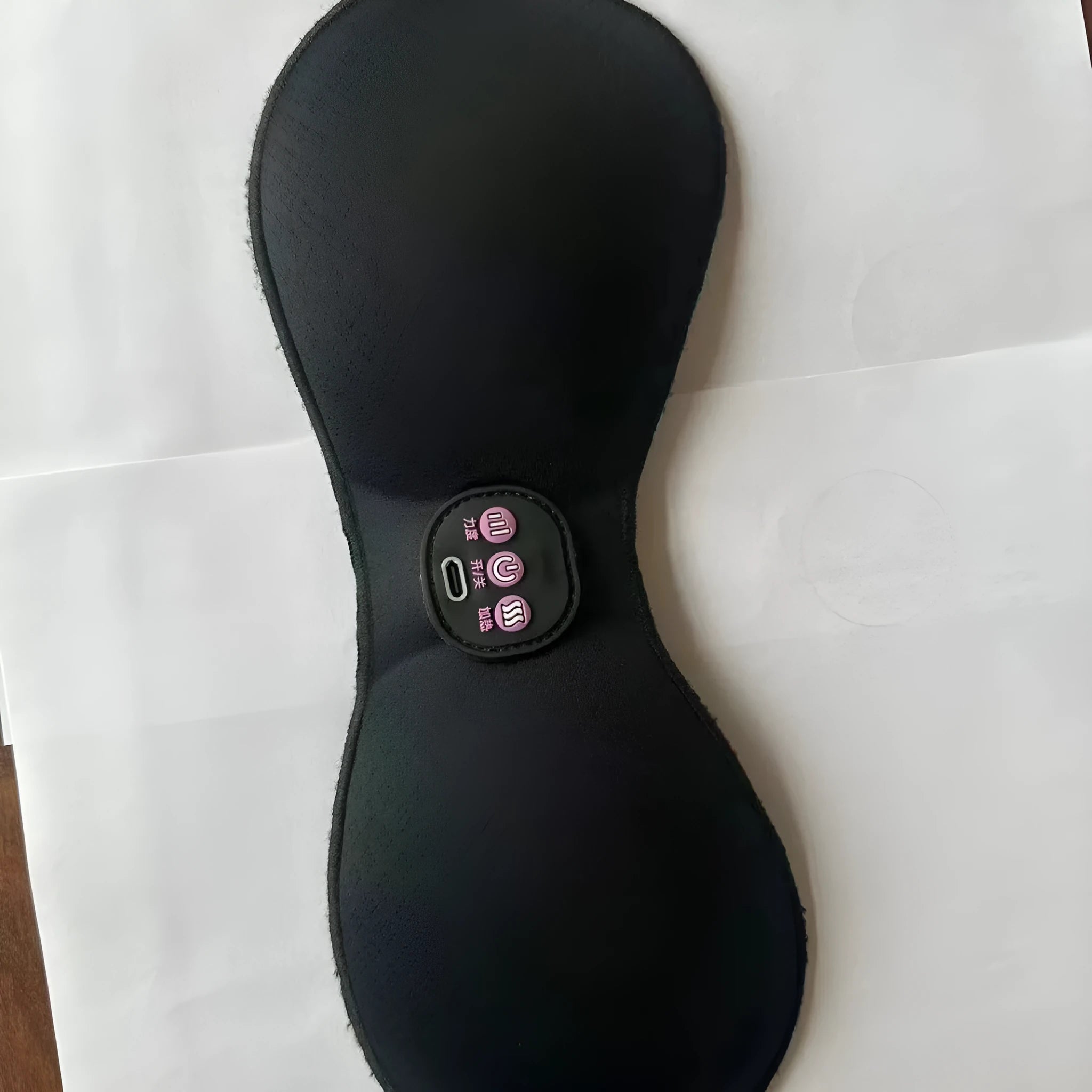 Black electric massage bra inner cushion chest paste with adhesive gel pads and 3-key English control interface