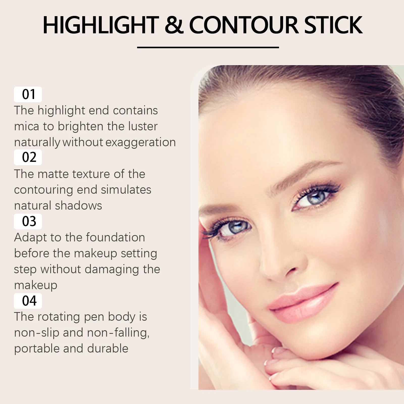 ZEPHOCO 2-in-1 cream highlight contour stick in 7g with three colour options