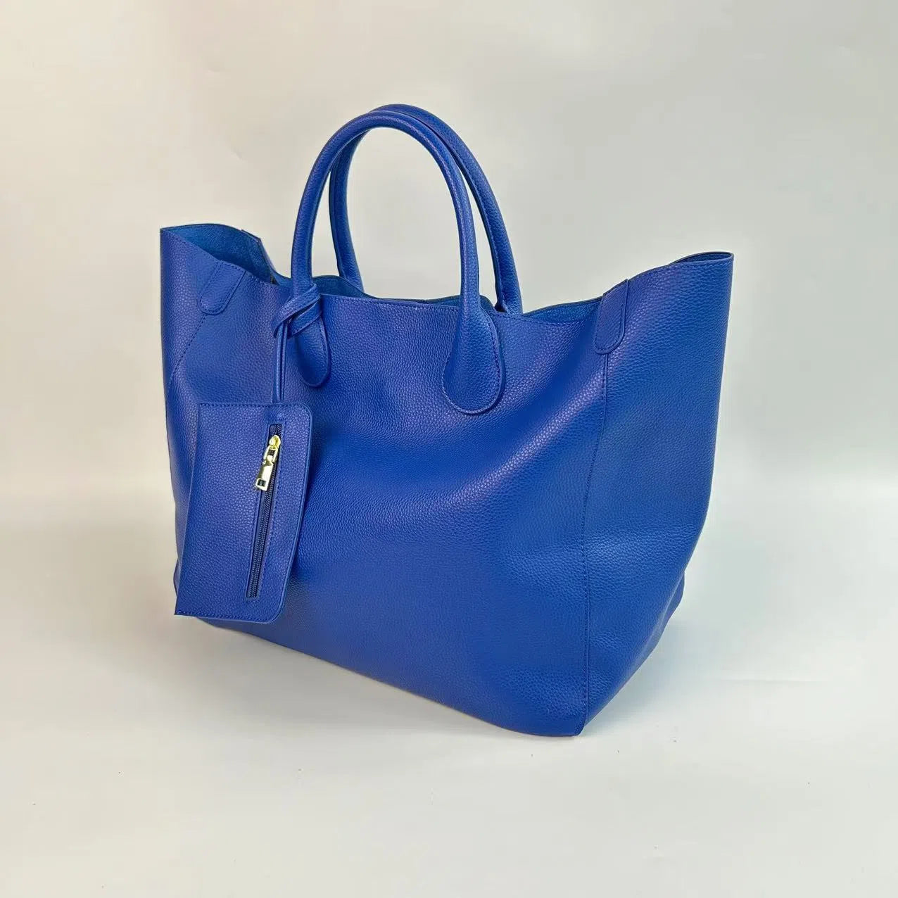 Ladies soft PU leather tote bag 60x32x22cm in urban minimalist style with pendant