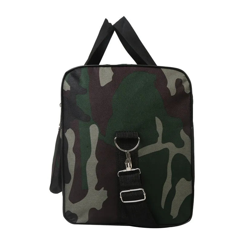 Camouflage waterproof luggage bag with 20L capacity and striped polyester lining