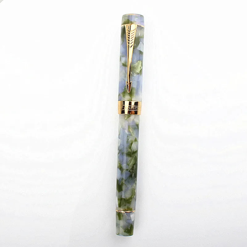 Deep bath green metal ballpoint pen showing three different tip size options
