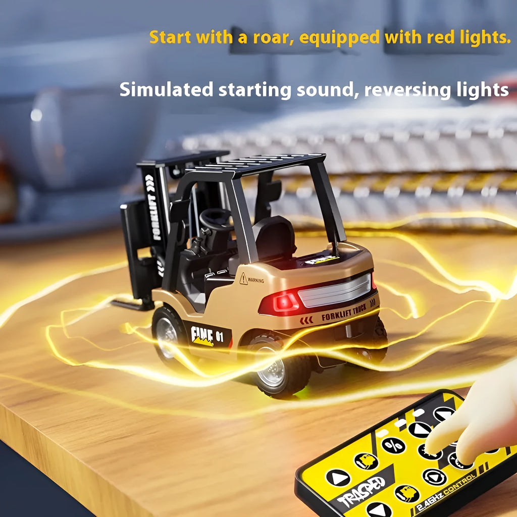 Bluetooth-controlled 1:64 scale alloy forklift simulation model with remote controller and accessories