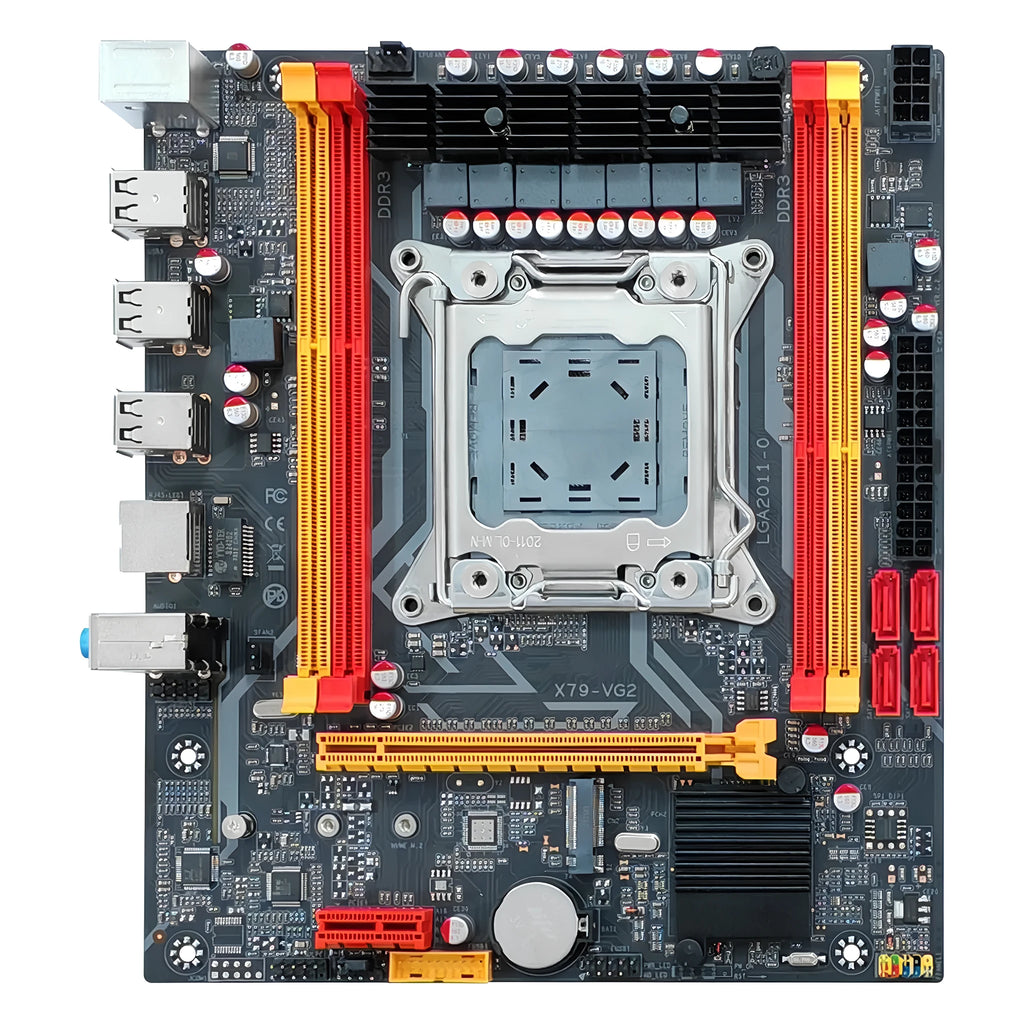 LGA 2011 MicroATX desktop motherboard with four DDR3 slots and on-board NIC