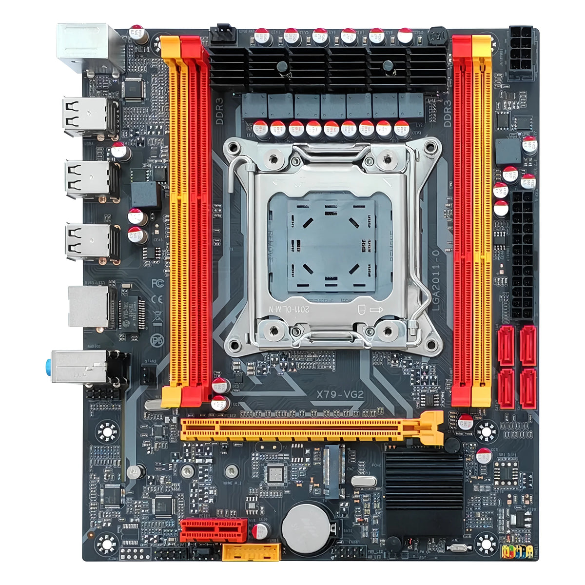 LGA 2011 MicroATX desktop motherboard with four DDR3 slots and on-board NIC