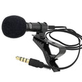 Portable clip condenser microphone with metal shell and 3.5mm plug, black