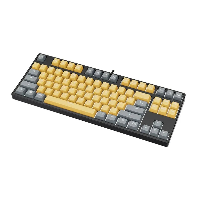 87-key hot-swappable mechanical gaming keyboard with dual-colour keycaps and metal frame